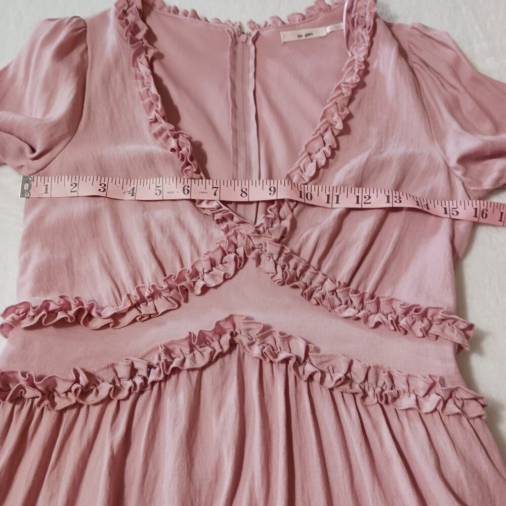 Mi Ami, Pink, Mini, Coquette Dress, Size Small. Ruffled A-line, Deep V Neckline - Picture 10 of 16